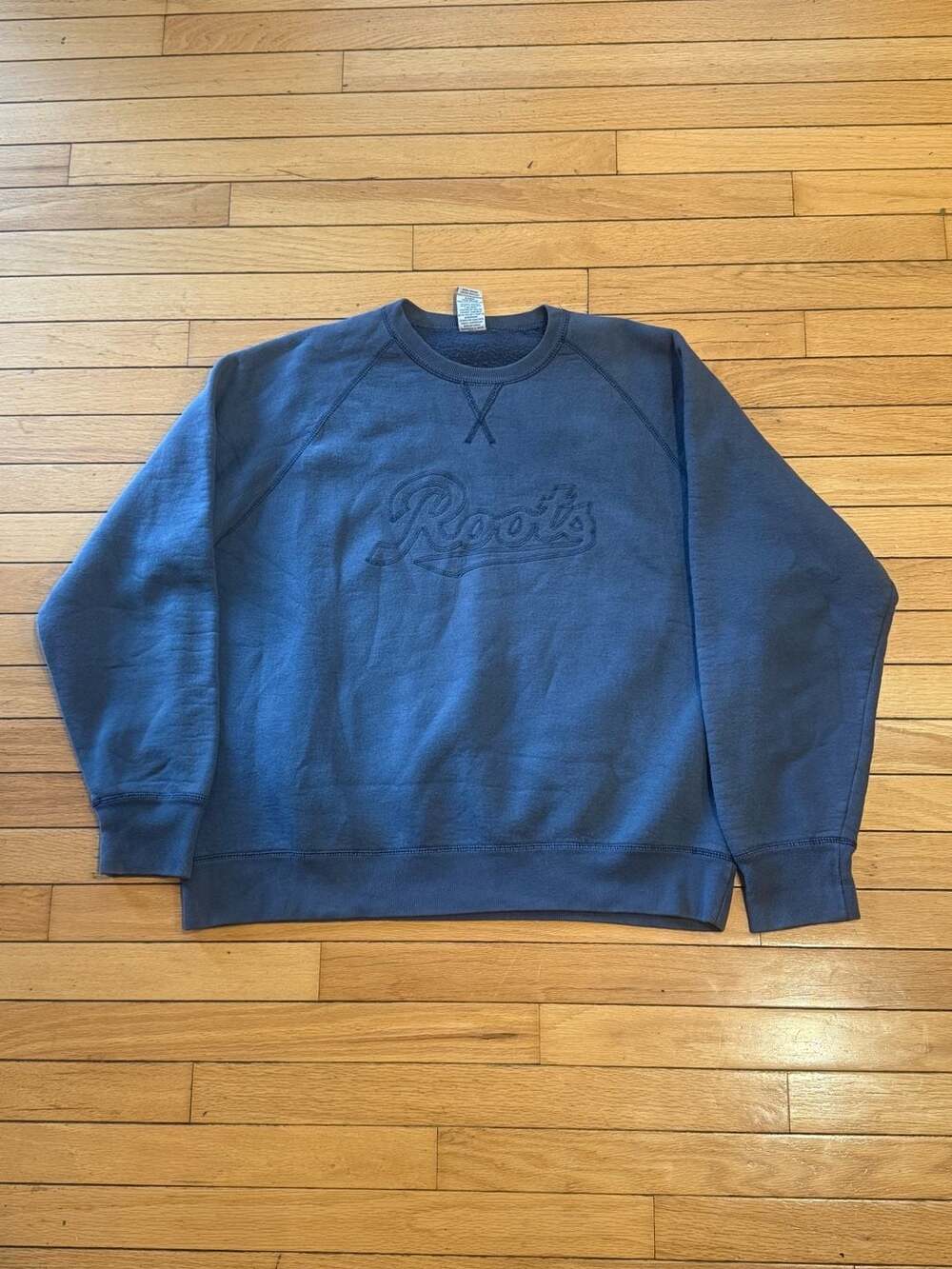 Roots Athletics Vintage Crewneck Sweatshirt Blue Embroidered Logo XL